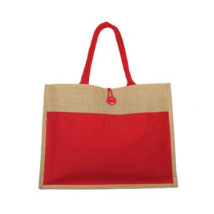 JUTE BAG WITH BLACK CANVAS POCKET - backpack corporate gifts in qatar