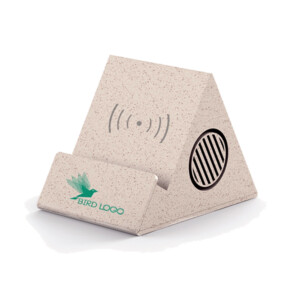 cool electronic gifts in qatar - Wheat straw Bluetooth Speaker with Wireless Charger 10W and Phone Stand