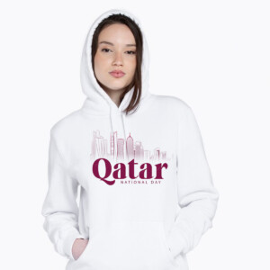 Custom white hoodies for Qatar National day