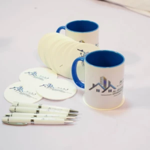 3 in one corporate gift set - pen, mug & coaster in bulk Qatar