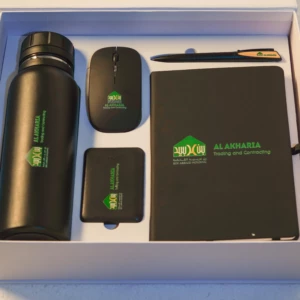 premium corporate gifts set - Diary, wireless mouse, Powerbank, water bottle, pen in qatar